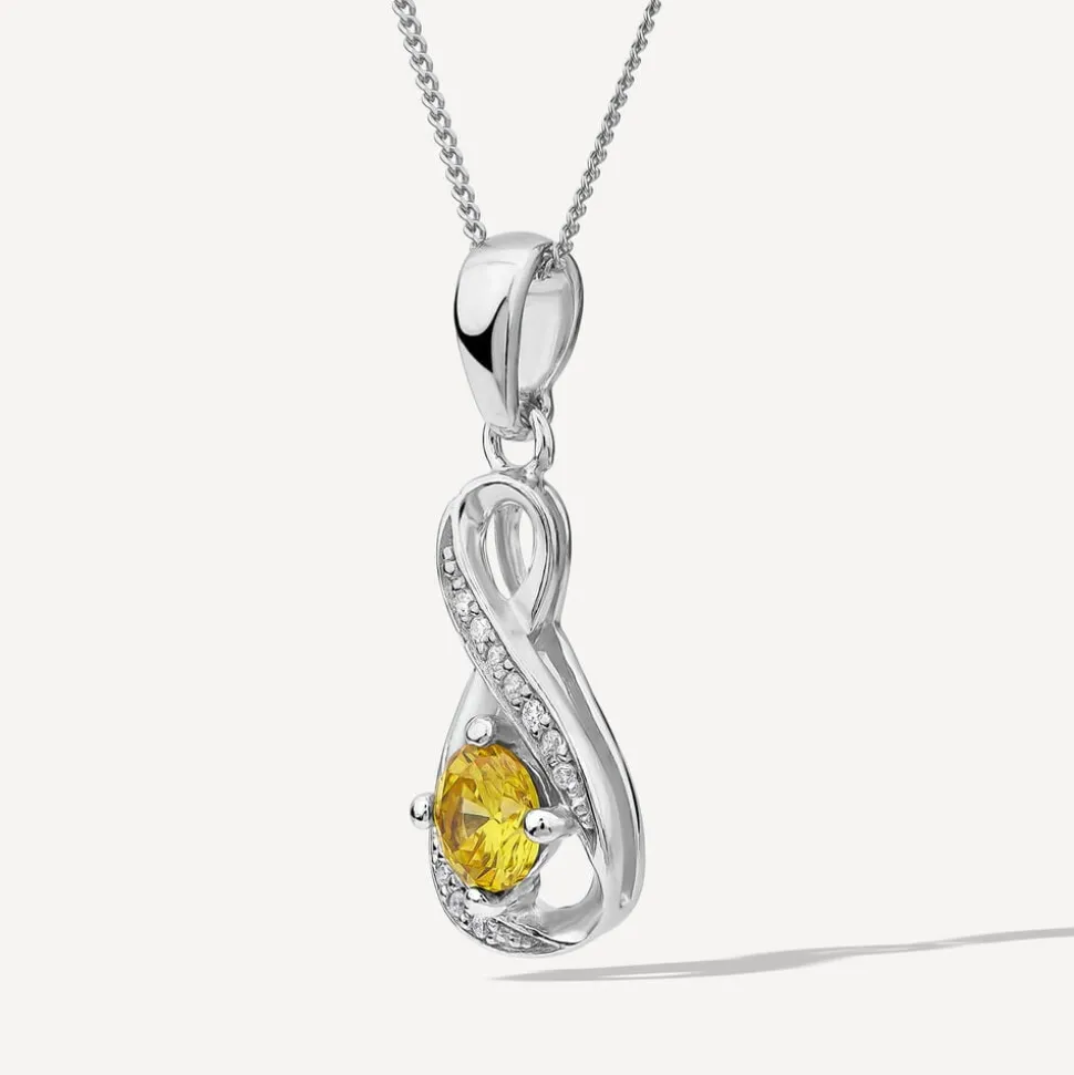 Sterling Silver and Cubic Zirconia November Birthstone Pendant (Chain Included)