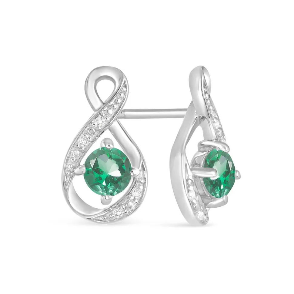 Sterling Silver and Cubic Zirconia May Birthstone Stud Earrings