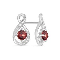 Sterling Silver and Cubic Zirconia January Birthstone Stud Earrings