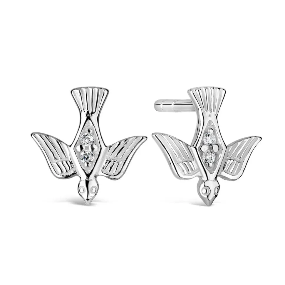 Sterling Silver and Cubic Zirconia Confirmation Dove Earrings