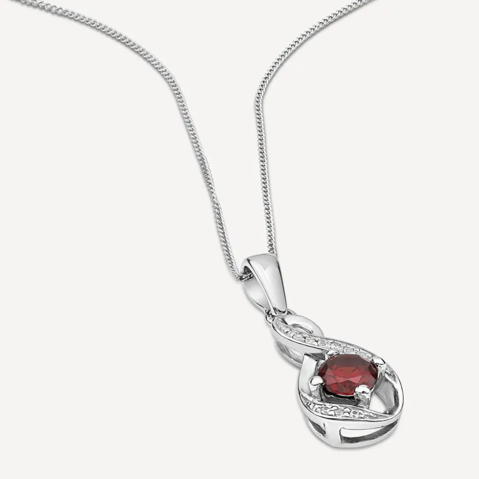 Sterling Silver and Cubic Zirconia January Birthstone Pendant (Chain Included)