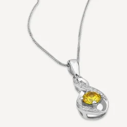 Sterling Silver and Cubic Zirconia November Birthstone Pendant (Chain Included)