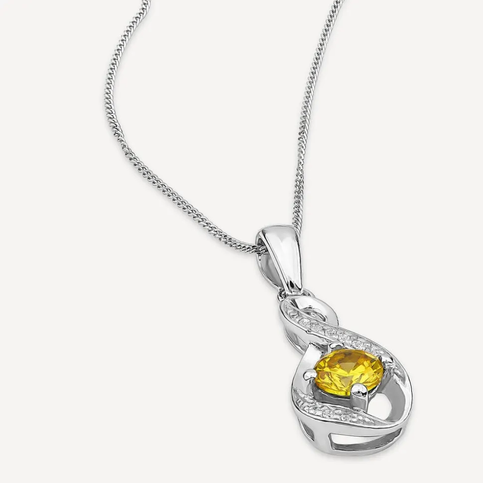 Sterling Silver and Cubic Zirconia November Birthstone Pendant (Chain Included)