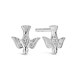 Sterling Silver and Cubic Zirconia Confirmation Dove Earrings