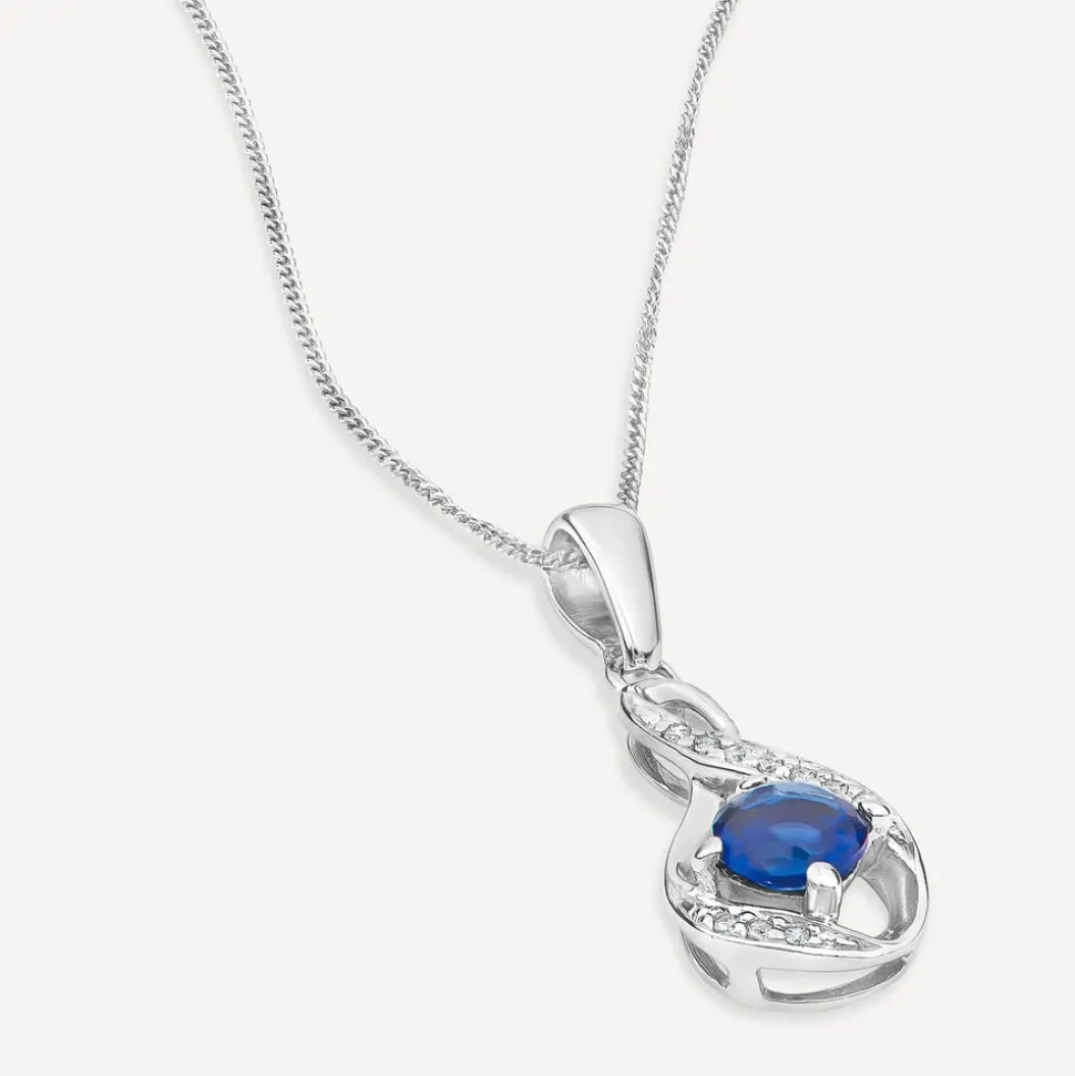 Sterling Silver and Cubic Zirconia September Birthstone Pendant (Chain Included)