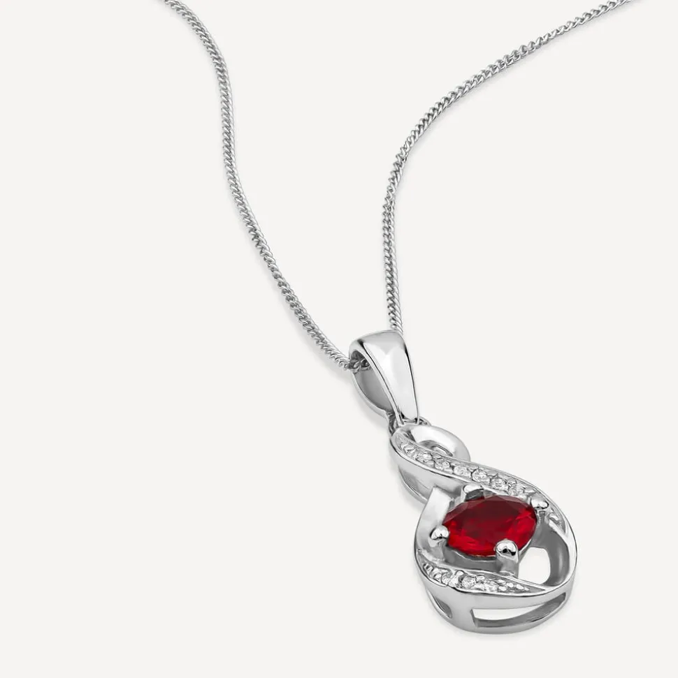 Sterling Silver and Cubic Zirconia July Birthstone Pendant (Chain Included)
