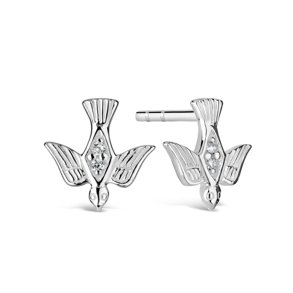Sterling Silver and Cubic Zirconia Confirmation Dove Earrings