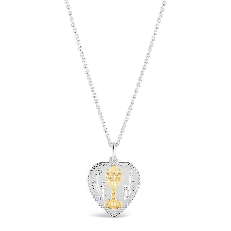 Sterling Silver and Gold Plated Communion Medal (Chain Included)