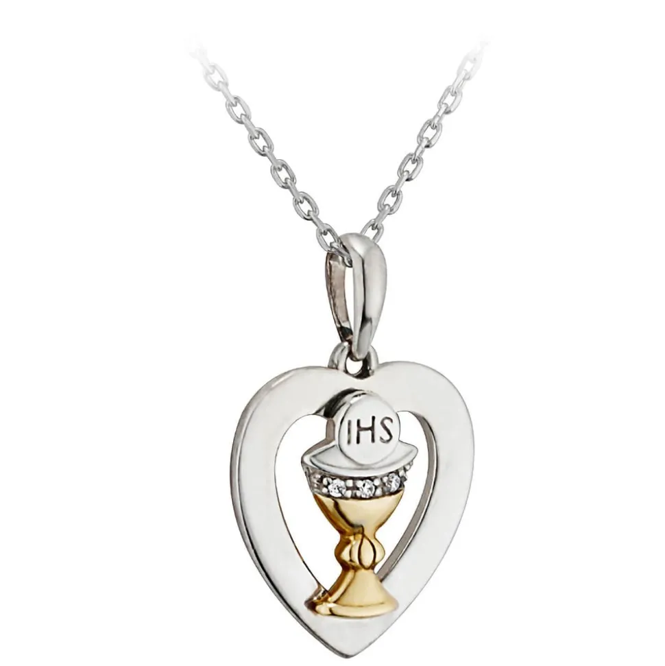 Sterling Silver and Gold Chalice Medal (Chain Included)