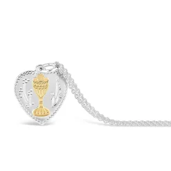 Sterling Silver and Gold Plated Communion Medal (Chain Included)