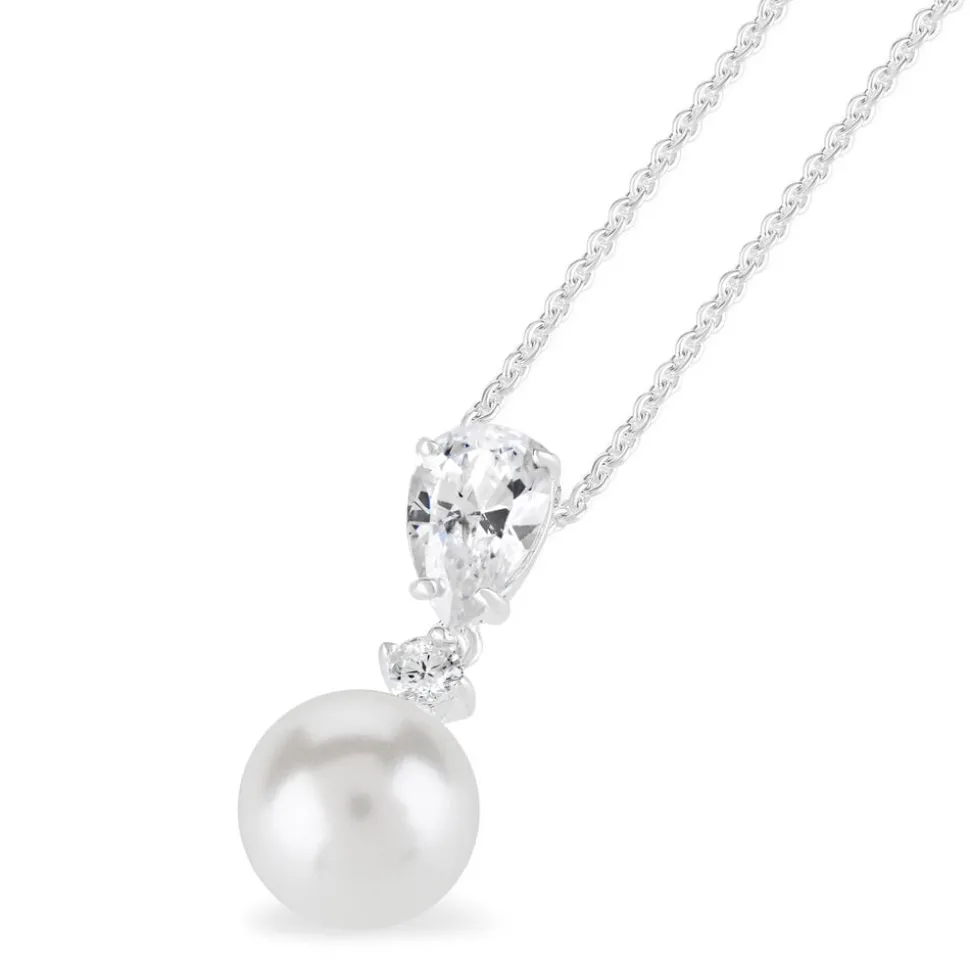Sterling Silver and Pearl Pendant (Chain Included)