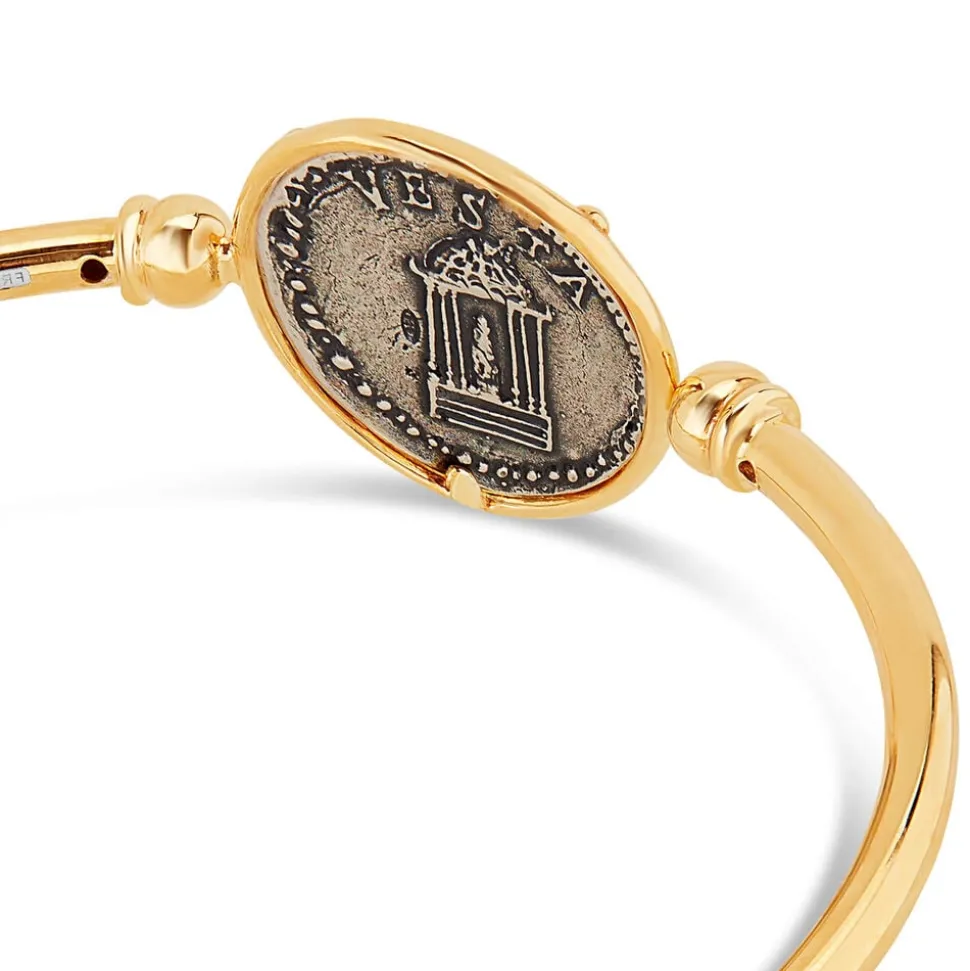Sterling Silver and Yellow Gold Plated Coin Ladies Bangle