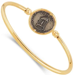 Sterling Silver and Yellow Gold Plated Coin Ladies Bangle