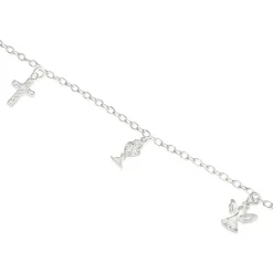 Sterling Silver and Zirconia Angel Chalice Cross Bracelet