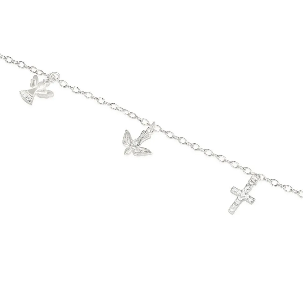Sterling Silver Angel Dove Cross Bracelet