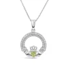 Sterling Silver August Birthstone Pave Cubic Zirconia Claddagh Pendant