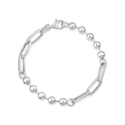 Sterling Silver Ball & Paperlink Bracelet
