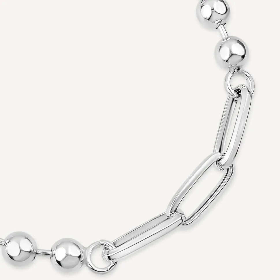 Sterling Silver Ball & Paperlink Bracelet