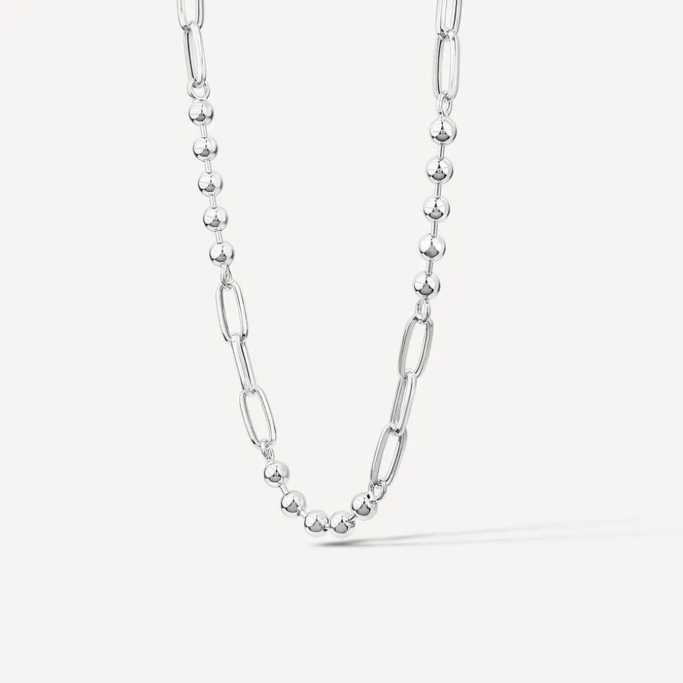 Sterling Silver Ball & Paperlink Necklet