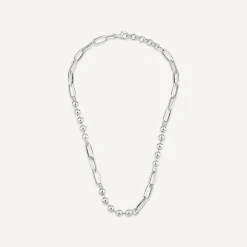 Sterling Silver Ball & Paperlink Necklet