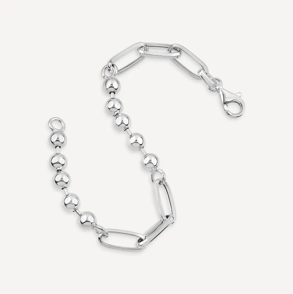 Sterling Silver Ball & Paperlink Bracelet