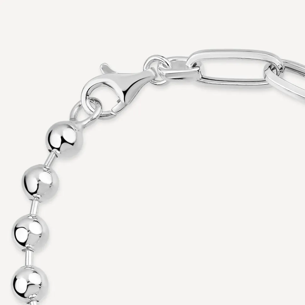 Sterling Silver Ball & Paperlink Bracelet