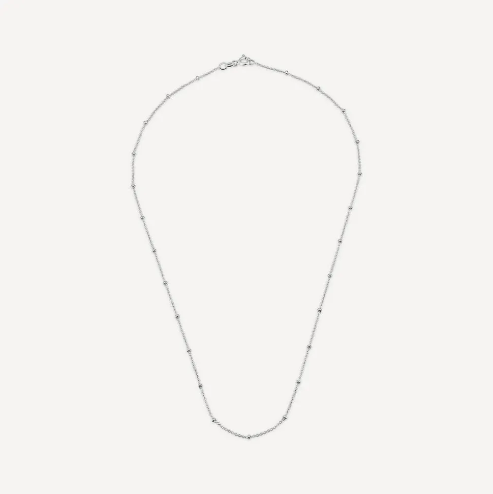 Sterling Silver Beaded Trace Chain Necklace