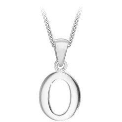 Sterling Silver Block Initial O Pendant (Chain Included)
