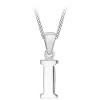 Sterling Silver Block Initial I Pendant (Chain Included)