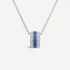 Sterling Silver Blue & White Cubic Zirconia Barrel Shaped Pendant