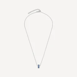 Sterling Silver Blue & White Cubic Zirconia Barrel Shaped Pendant
