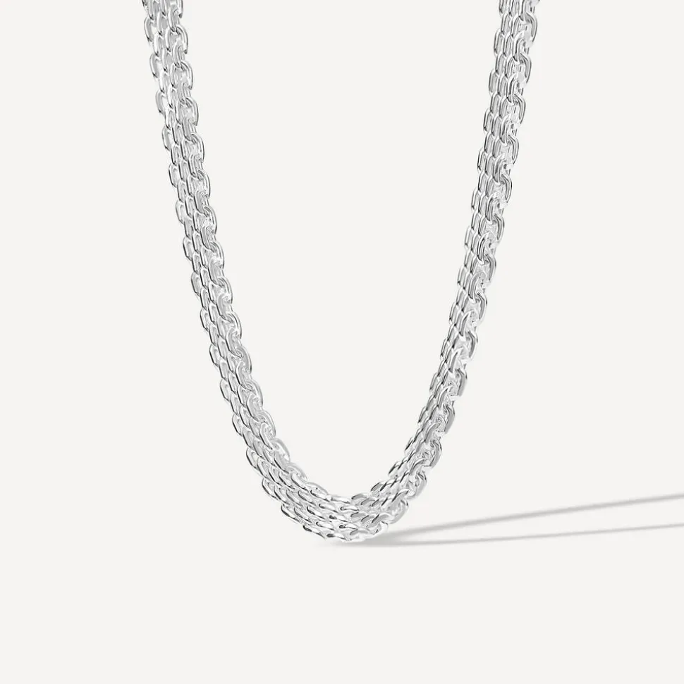 Sterling Silver Brick Meshed Style Necklet