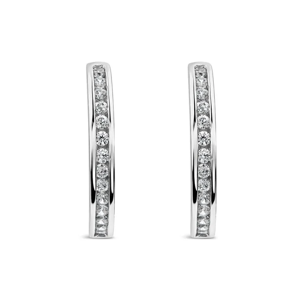 Sterling Silver Channel Set Cubic Zirconia Hoops