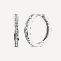 Sterling Silver Channel Set Cubic Zirconia Hoops
