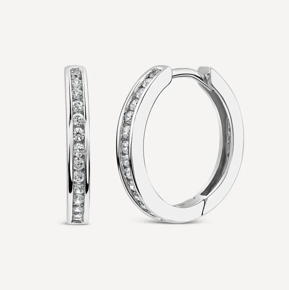 Sterling Silver Channel Set Cubic Zirconia Hoops