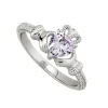 Sterling Silver Claddagh Birthstone June Cubic Zirconia Shoulder Set Ring
