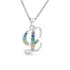 Sterling Silver Coloured Stone Set Initial L Pendant (Chain Included)