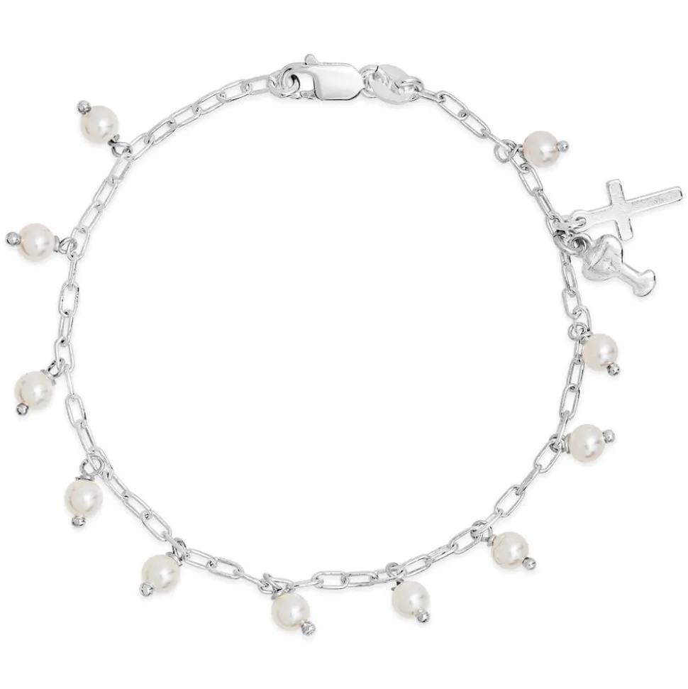 Sterling Silver Communion Pearl Bracelet