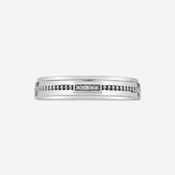 Sterling Silver 0.002ct Diamond Set & Bead Lined Centre Ring