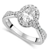 Sterling Silver Cubic Zirconia Halo & Twisted Shoulders Ring