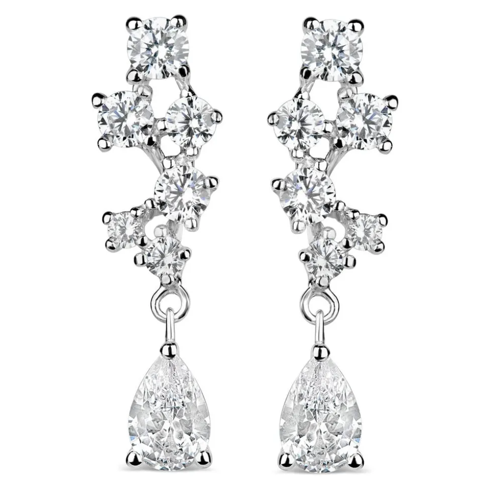 Sterling Silver Cubic Zirconia Pear Drop Earrings