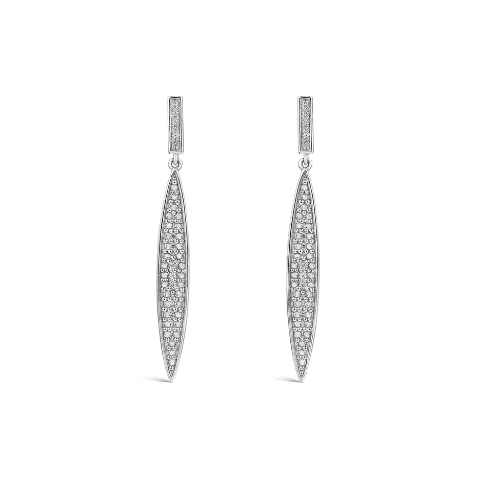 Sterling Silver Cubic Zirconia Spear Shaped Drop Earrings