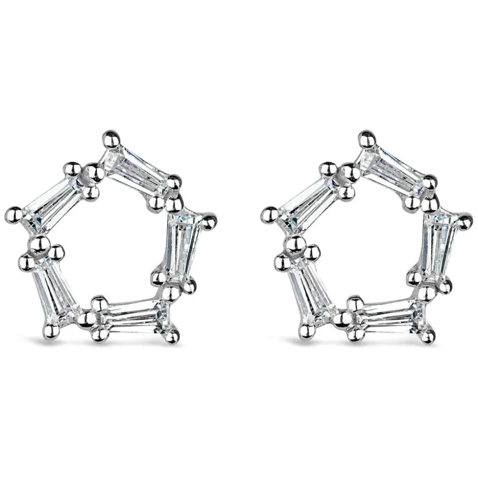 Sterling Silver Cubic Zirconia Open Circle Studs