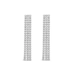 Sterling Silver Cubic Zirconia Tennis Drop Earrings