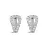 Sterling Silver Cubic Zirconia Opened Tear Shaped Hoop Earrings