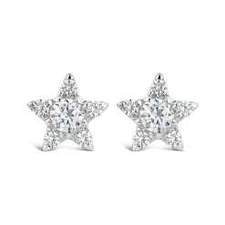 Sterling Silver Cubic Zirconia Star Shaped Stud Earrings