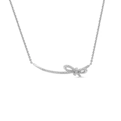 Sterling Silver Cubic Zirconia Bow Hammock Necklet