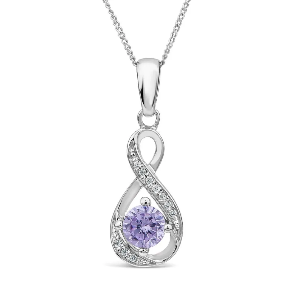 Sterling Silver Cubic Zirconia June Birthstone Infinity Pendant