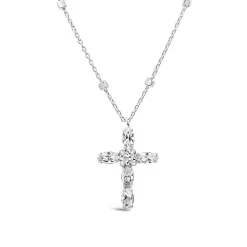 Sterling Silver Cubic Zirconia Cross Chain Necklet