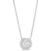 Sterling Silver Cubic Zirconia Halo Pendant (Chain Included)